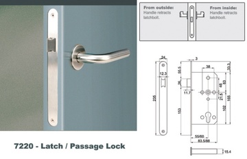 Euro Mortise Lock - Latch Lock (Passage Lock)